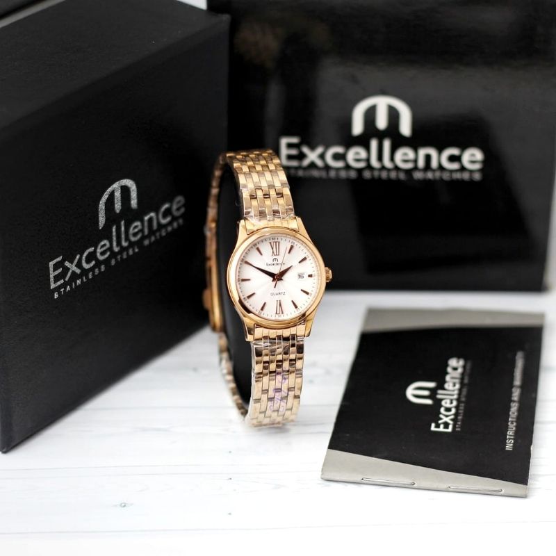 Jam Tangan Wanita Excellence 8112 Original Analog Stainless Steel