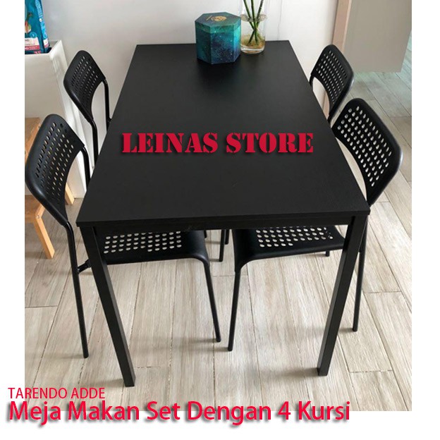 Set Meja Makan Dengan 4 Kursi Minimalis HITAM