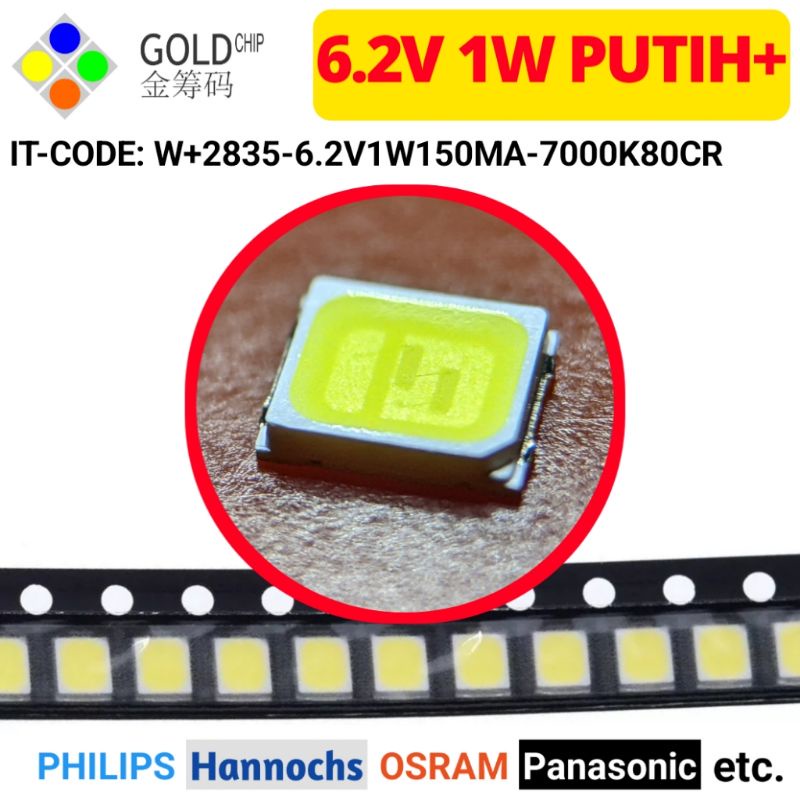 LED SMD GOLDCHIP 2835 3V 6V 9V 12V 18V  UNTUK SERVIS LAMPU PHILIPS OSRAM HANNOCHS DLL