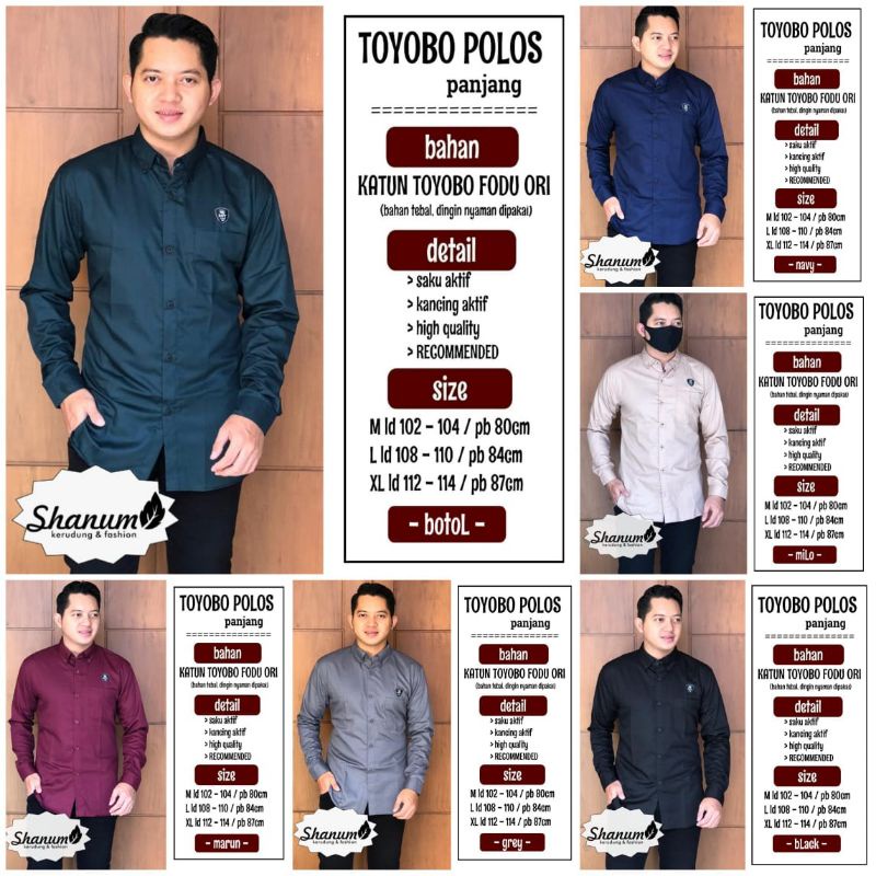 BAJU KEMEJA HEM PRIA TOYOBO POLOS PANJANG