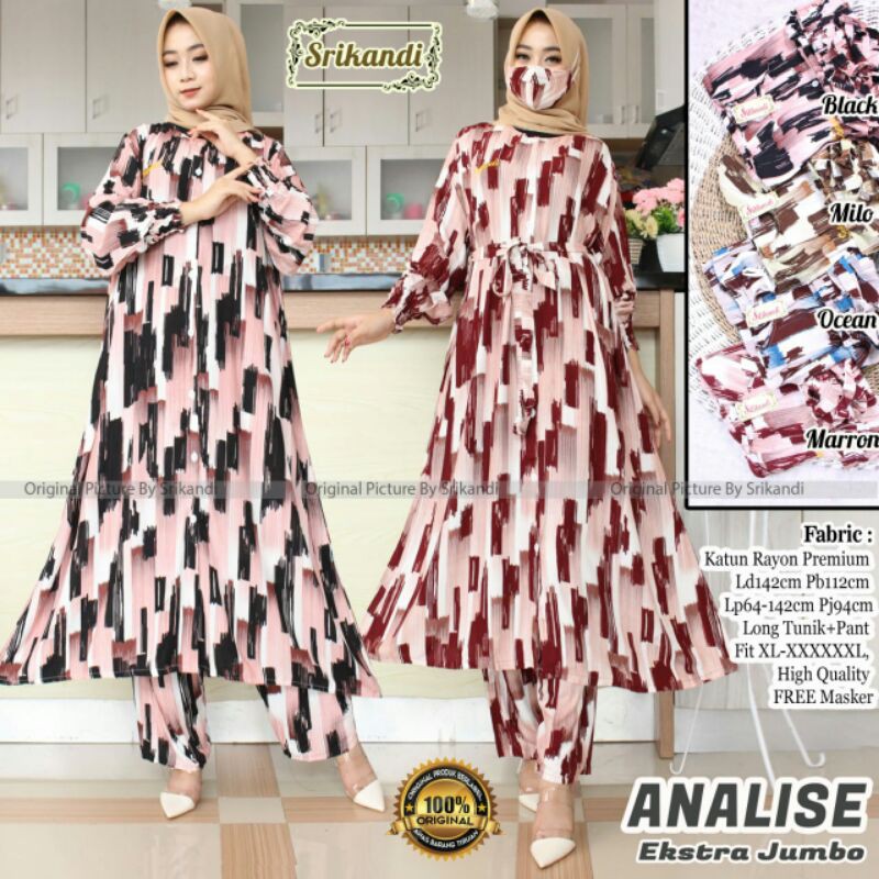 Setelan Super Jumbo Analise Extra Jumbo By Srikandi Katun Rayon Premium LD 140