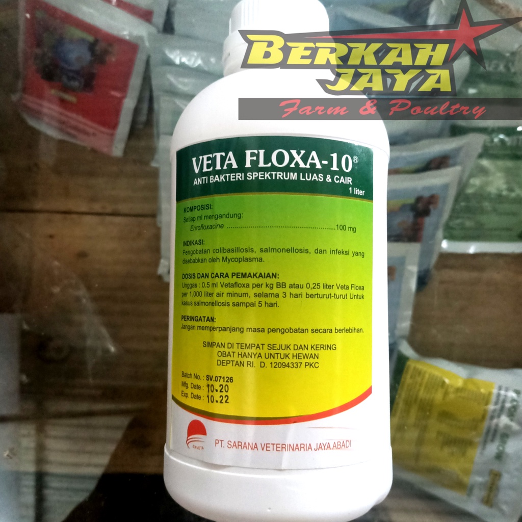 Enro Veta Floxa 1LITER Enrofloxacin Obat Hewan Spektrum Luas
