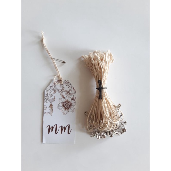 

Tali hangtag kulit CREAM + peniti SILVER (50pcs / 100pcs)