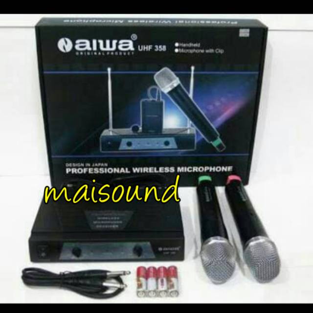 MIC WIRELESS AIWA UHF 358 MICROPHINE AIWA UHF358 HANDHELD PEGANG