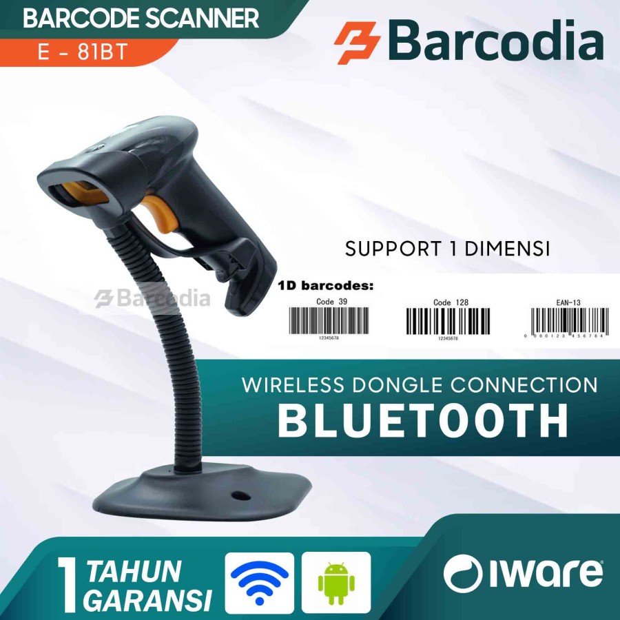 Scanner Barcode 1D Iware E81BT Free Stand - Barcode Scanner Iware E81BT Barcode 1D