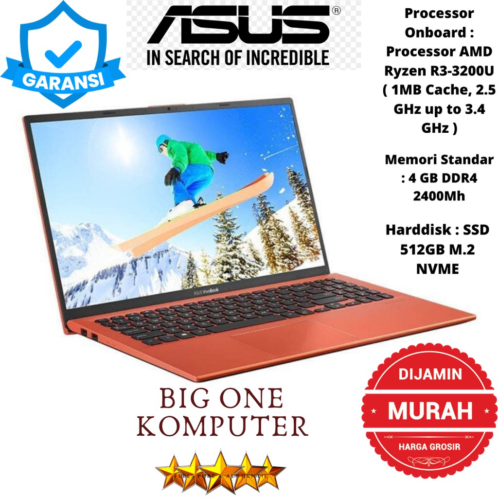 LAPTOP ASUS A412DA - RYZEN 3 3200U SSD 512GB 4GB VEGA 3 14" FHD W10
