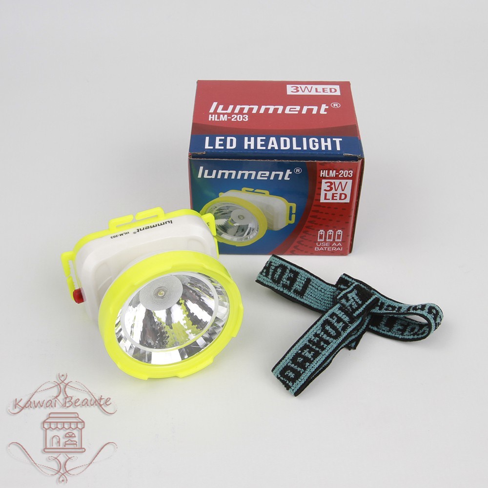 Lumment HLM-203 Senter Kepala Baterai LED 3 WATT 3AA Cahaya Super Bright