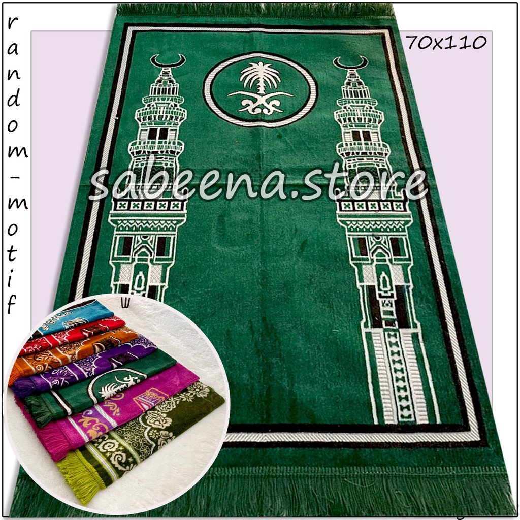 Sajadah Turkey Turki Ukuran Dewasa 70x110 cm Bahan Beludru Peralatan Sholat