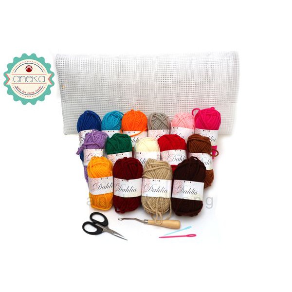  PAKET Benang Rajut  Karpet Dahlia Carpet Yarn isi 15 