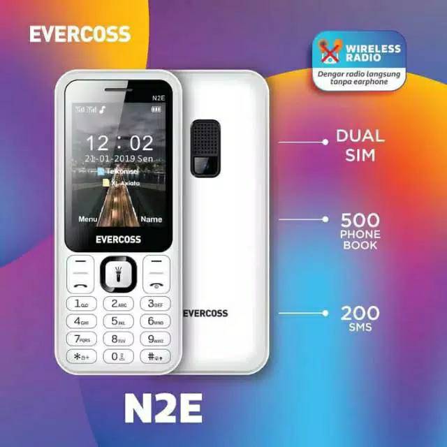EVERCOSS N2E LAYAR 2,4INCH/RADIO TANPA HANDSET/MP3/GARANSI RESMI