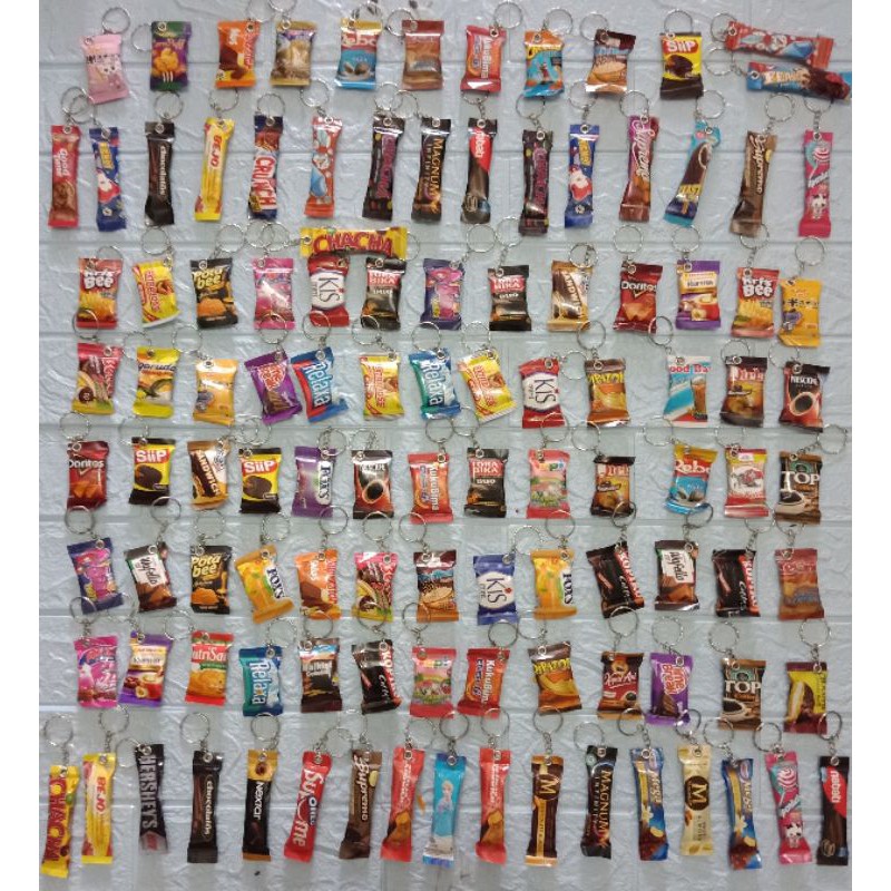 TOKOJUJUR GANTUNGAN KUNCI UNIK BENTUK CEMILAN SNACK HELLO KITTY DORAEMON-Random Ganci Cemilan