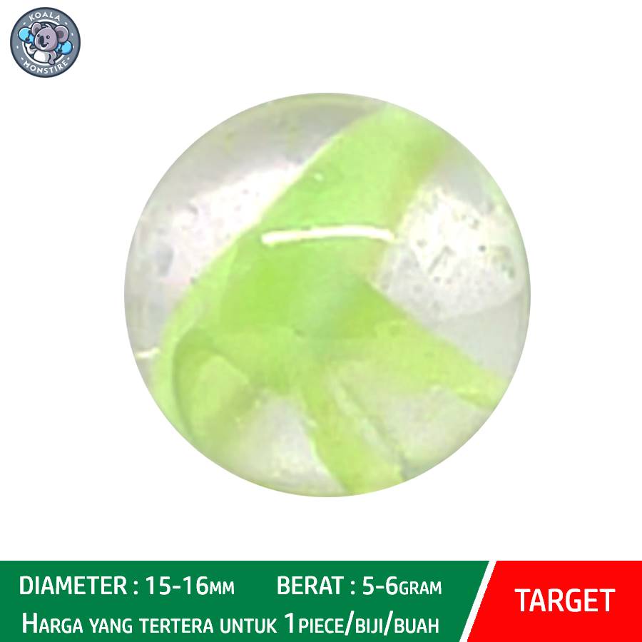 Kelereng Gundu Green Single Cat Eyes Marble Balap Belimbing
