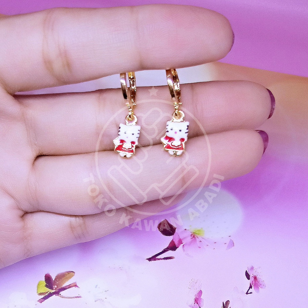 Anting Anak Perempuan Xuping Gold Motif Kucing Merah Putih *01