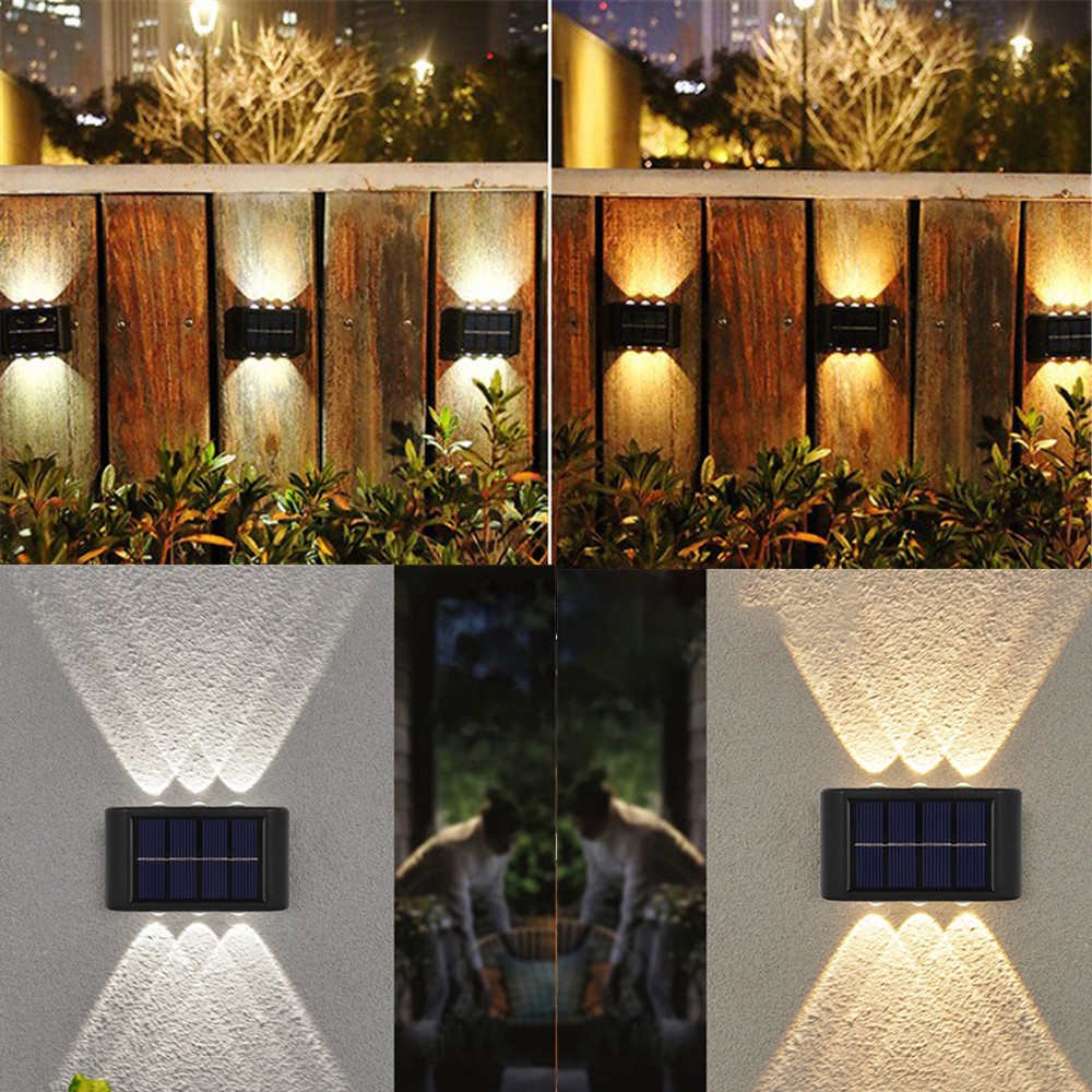 2pcs Lampu Dinding LED Tenaga Surya Kepala Ganda Anti Air Untuk Rumah / Taman / Outdoor