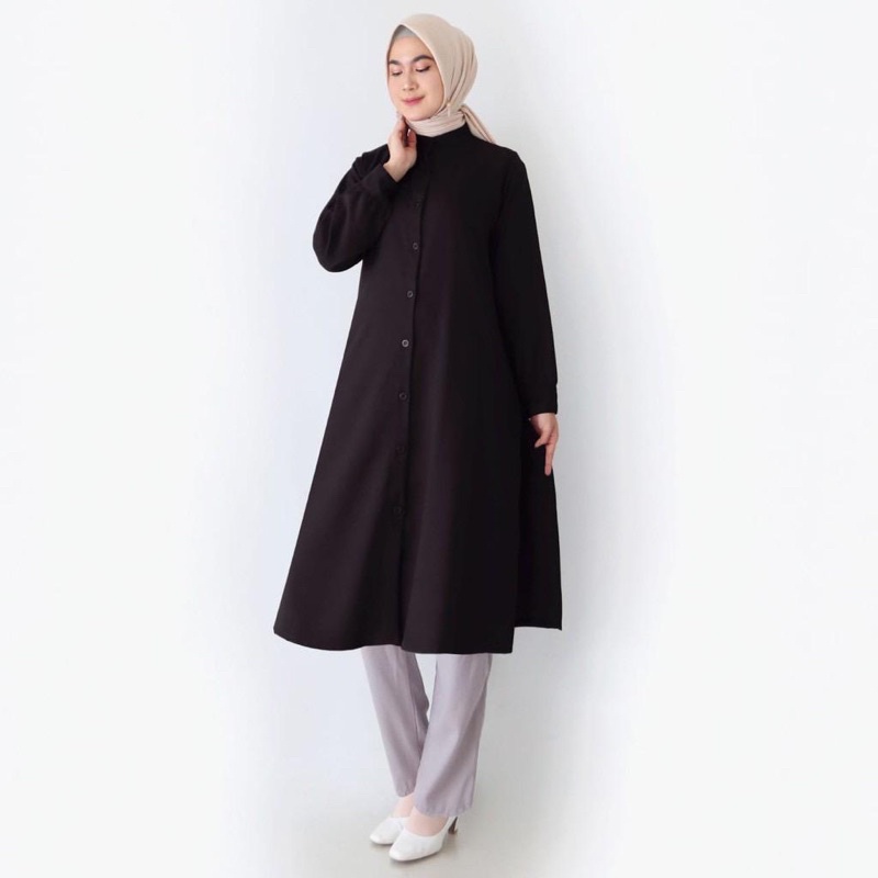 KEMEJA LONG TUNIK POLOS STANDART LD 106 BAHAN SHAKILA PREMIUM &amp; CRINKLE PANJANG WANITA