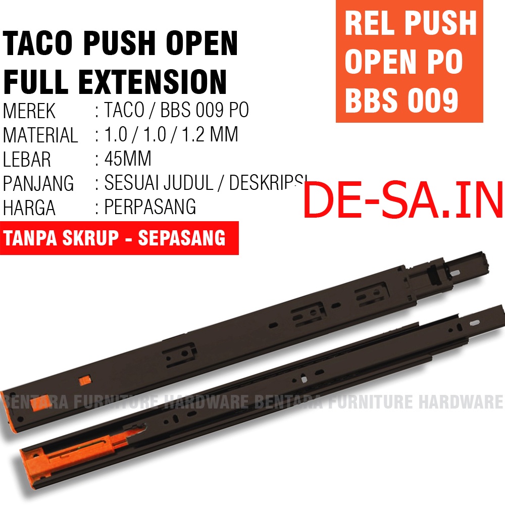 50 CM TACO REL LACI BBS-09 PO 45MM - Rel Laci Double Track Push Open Full Extension