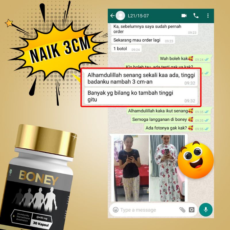 BONEY KAPSUL PENINGGI HERBAL/ NAIK 5-15 CM/ BANTU TINGGIIN BADAN kapsul boney