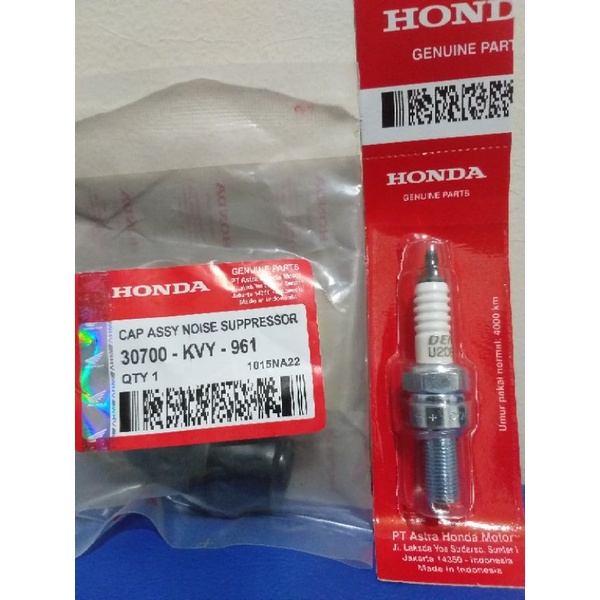 PAKET MUMER ORI BUSI DENSO AHM (KVY+U20) SET TUTUP BUSI VARIO 110 FI VARIO KARBU BEAT KARBU BEAT FI 