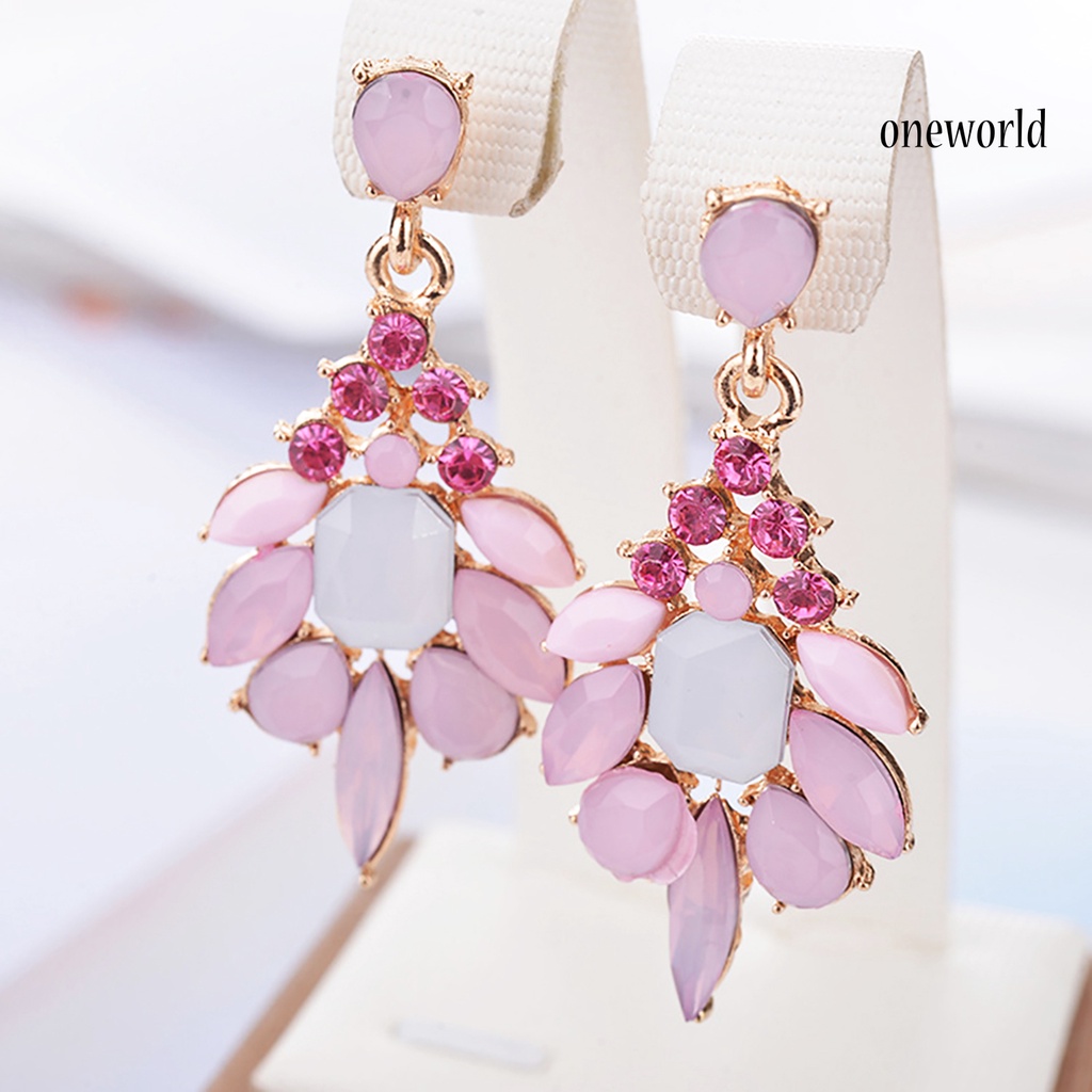 OW@ 1 Pair Earrings Attractive Water Drop Shape Alloy Women Girls Ear Studs for Wedding