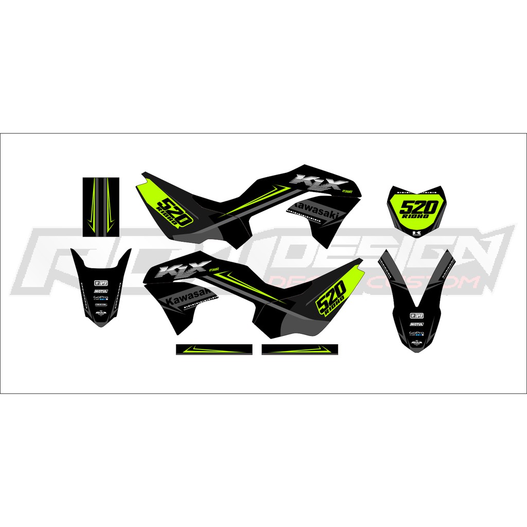 DECAL STICKER KLX 230 R (002) DEKAL STIKER HITAM HIJAU STABILO