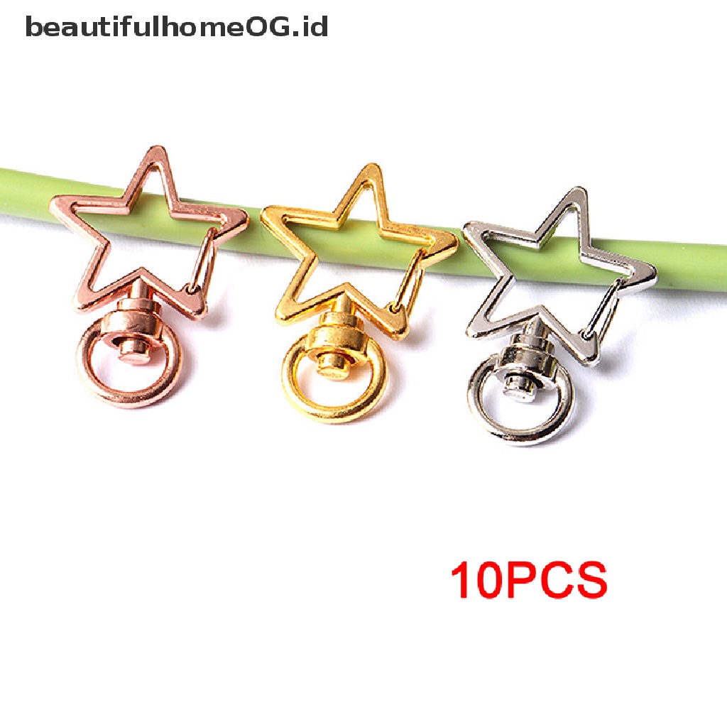 10pcs Gantungan Kunci Bentuk Bintang Model Hollow