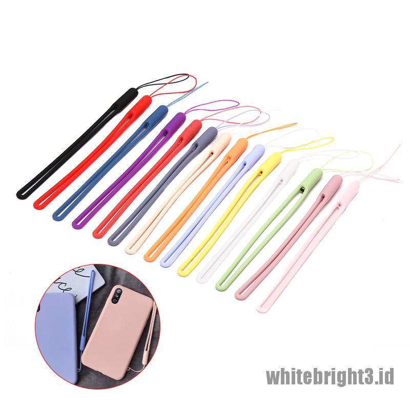 &lt; White3 &gt; Tali Lanyard Bahan Silikon Lembut Untuk Gantungan Kunci / Handphone DIY