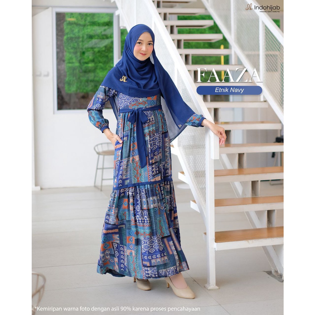 HOMEDRESS MOTIF ETNIK - Faaza Dress by IDB Indohijab - Gamis Baju Muslim Home Dress Bahan Rayon Visc