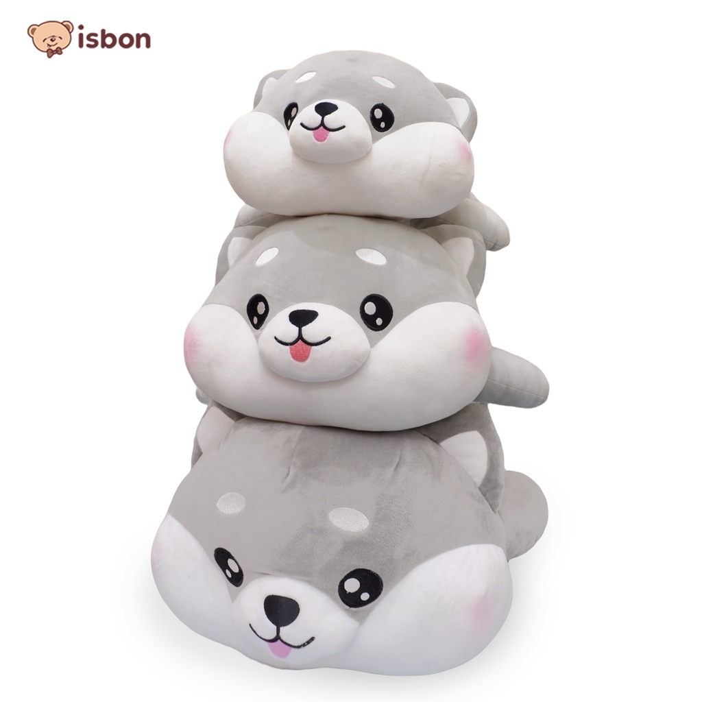 ISTANA BONEKA Anjing siberian Husky ly srigala squishy Abu Abu Cocok Untuk bantal Guling Bahan Halus dan Lembut By ISTANA BONEKA