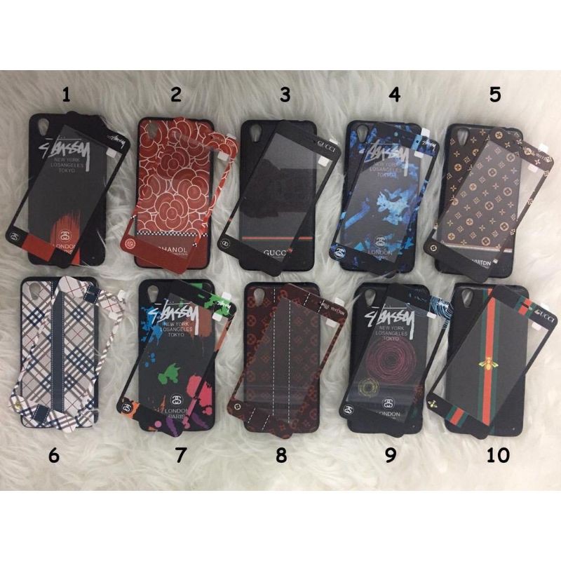 360 FUZE CANVAS MOTIF + Tempered for hp SAMSUNG/OPPO/VIVO/XIAOMI Case Termurah