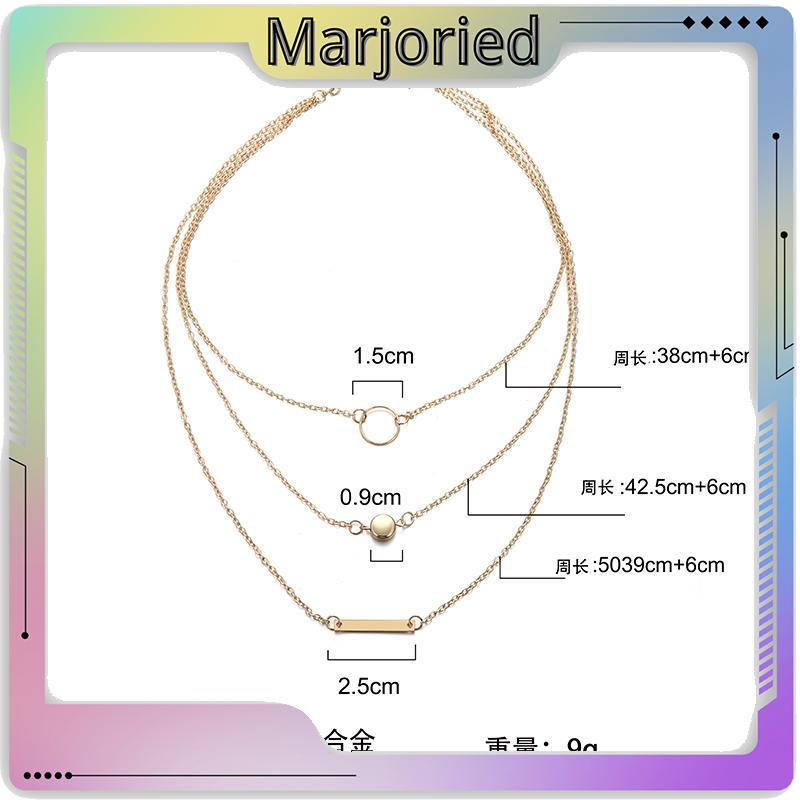 Paduan Sederhana Lingkaran Geometris Liontin Multi-elemen Kombinasi Fashion Kalung Liar Wanita-MJD