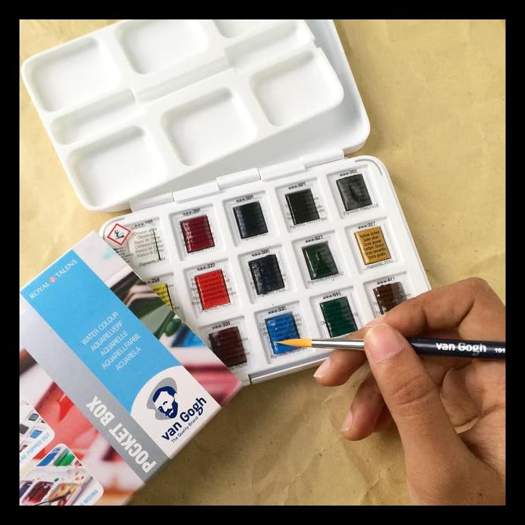 

NEW VAN GOGH 12 PAN + 3 PANS WATERCOLOR POCKET BOX PERALATAN MELUKIS MURAH