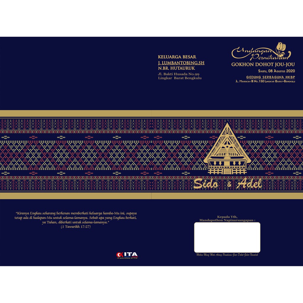 Jual DESAIN UNDANGAN PERNIKAHAN UNDANGAN BATAK / UNDANGAN PERNIKAHAN