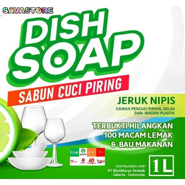 SABUN CUCI PIRING JERUK NIPIS DISH SOAP 1 LITER + FREE SPONS CUCI PIRING