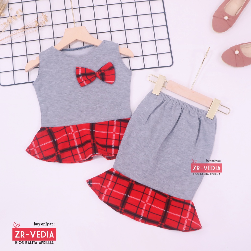 Setelan Zizi Anak uk 3-4 Tahun / Atasan Bawahan Rok Perempuan Peplum Cewek Set Baju Pesta Import