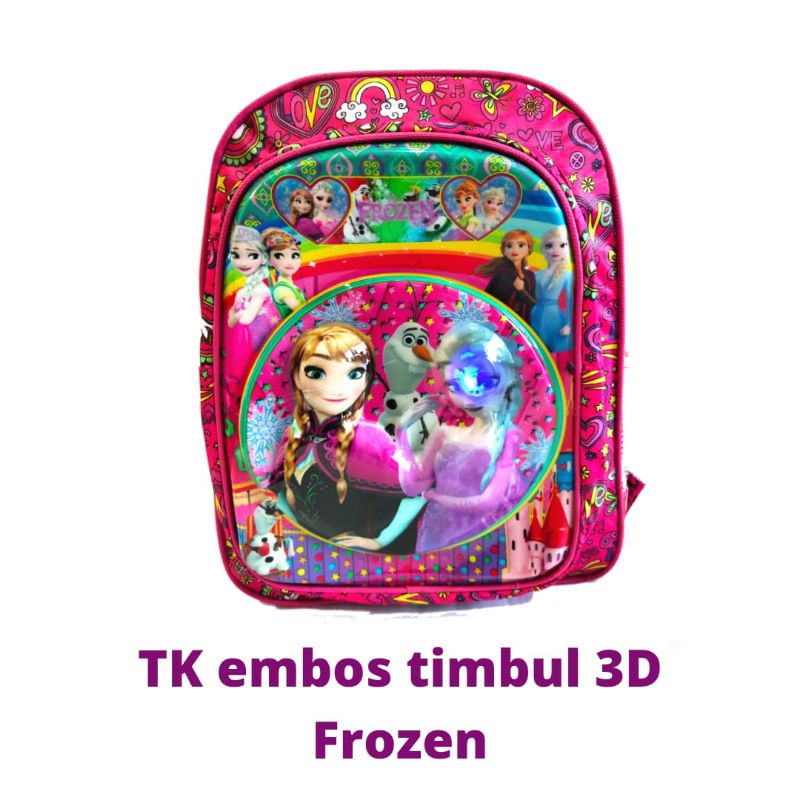 Tas ransel anak Tk perempuan karakter 3D timbul lampu