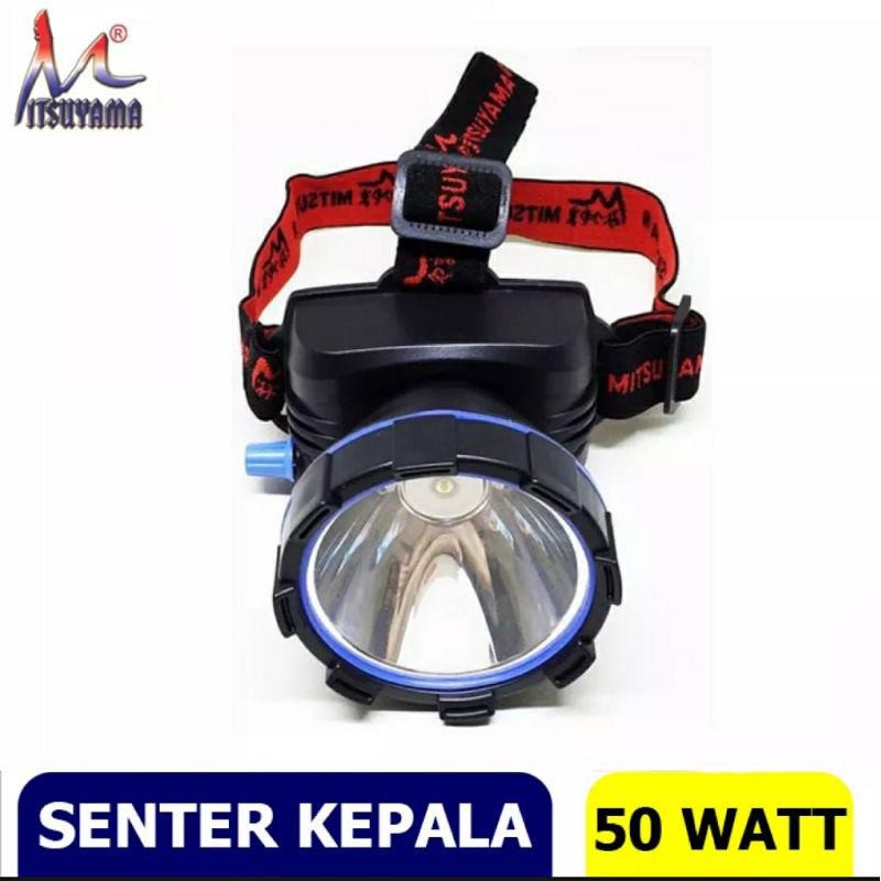 Headlamp LED 50Watt /Senter Kepala LED 50Watt Mitsuyama MS-158P Water Resistant Bonus Bohlam 5W