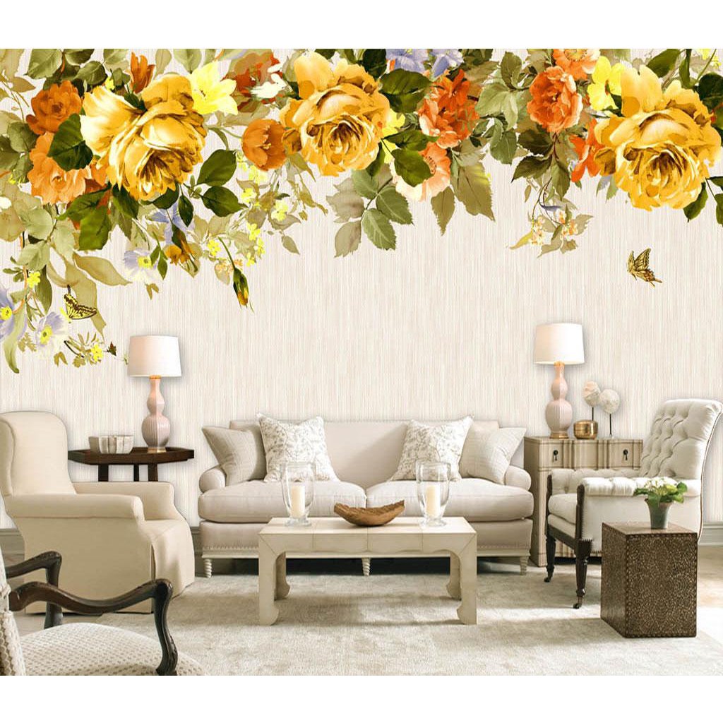 Wallpaper Motif Bunga Mawar Custom 3D -10326367