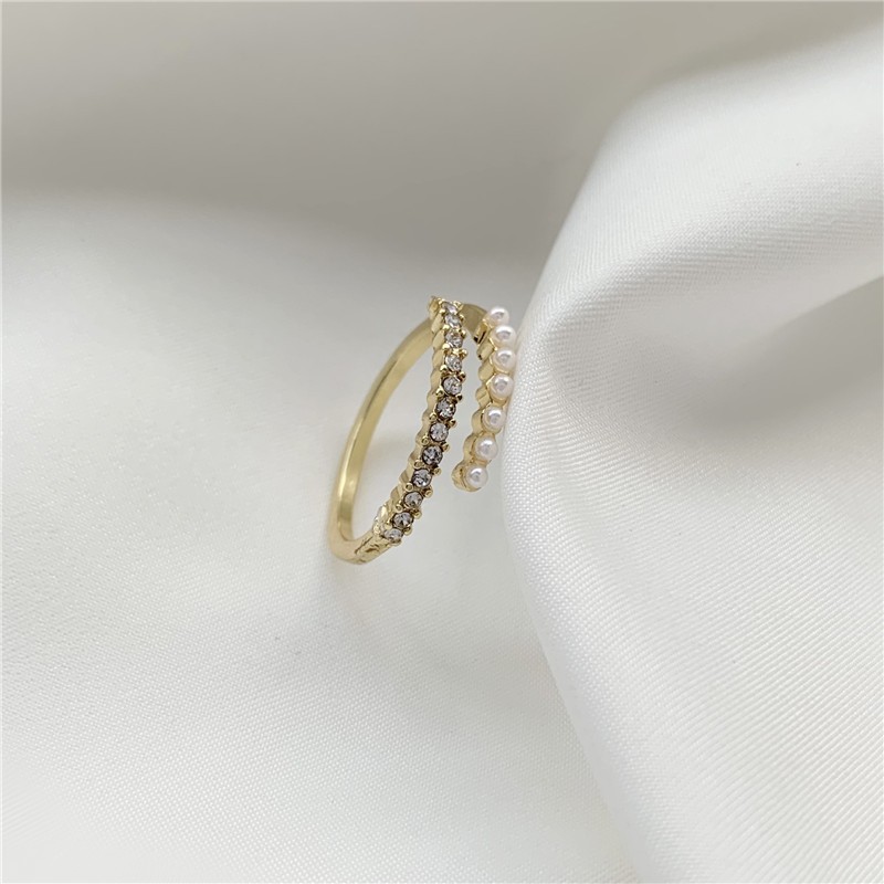 Cincin Jari Telunjuk Adjustable Aksen Mutiara Gaya Korea Untuk Wanita