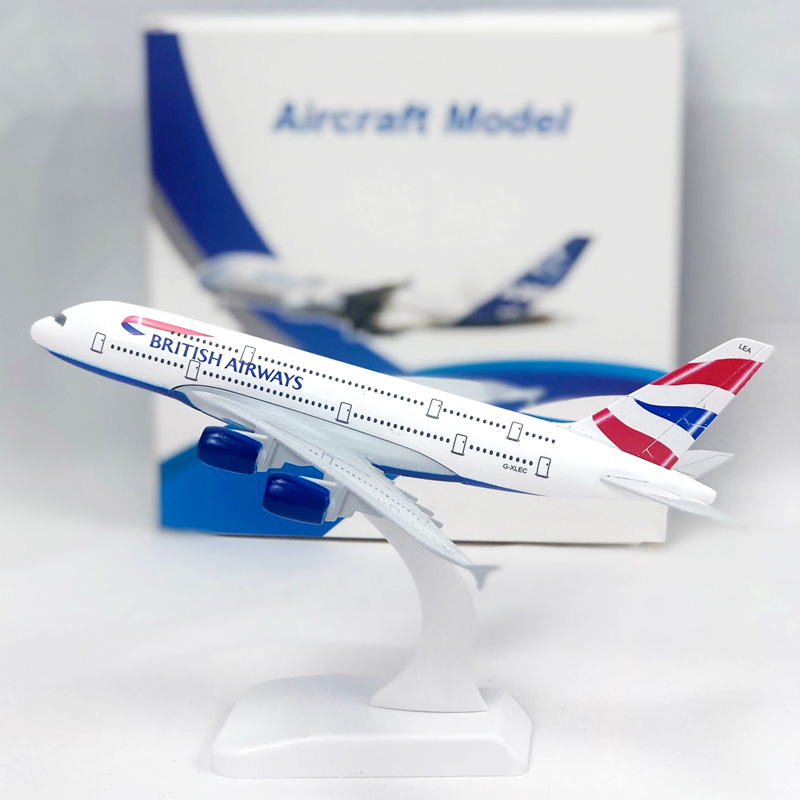 Miniatur Diecast Pesawat Airbus 380 A380 Bahan Alloy 20CM Untuk Koleksihadiah