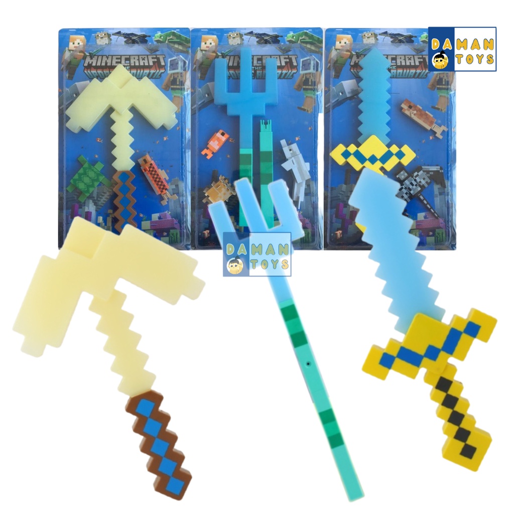 Pedang Mine Craft Lampu Sword Minicraft Pickaxe Mainan Anak Laki Terkini Pedang-Pedangan Nyala Dan Bunyi Murah Diamond Pedang Mine Craft Diamon Kekinian