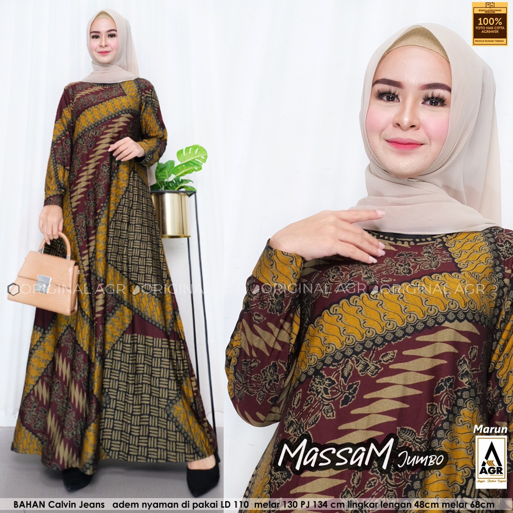 COD massam // best saller maxy // gamis kekinian // motif printing // cntik// fashion muslim jumbo