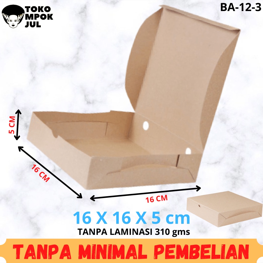 

TANPA MINIMUM - Box Kotak Dus Kardus Pizza Brownies Kue Bolu Roti 16x16x5 cm 310 gms