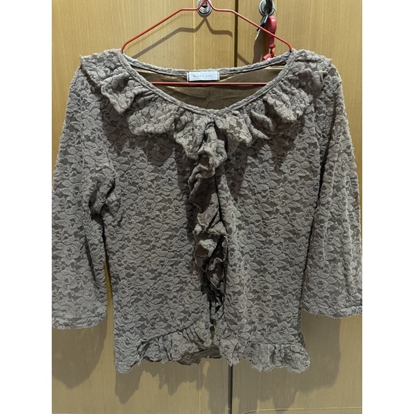 blouse korea murah / baju coklat / baju wanita murah / baju brukat