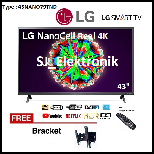 (KHUSUS LUAR KOTA) Free Braket LED TV LG 43 Inch 43NANO79TND - 43NANO79 NanoCell Real 4K