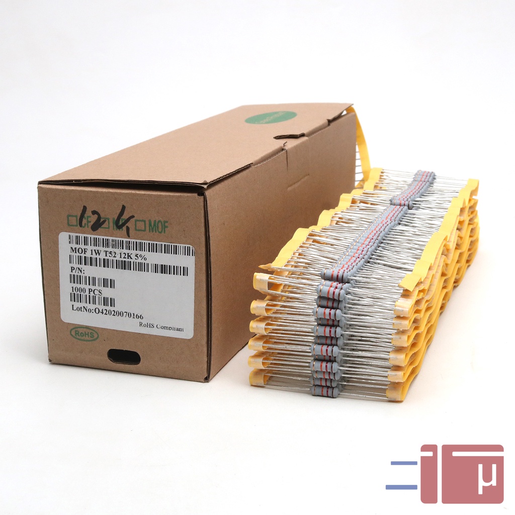 x10 Resistor 12K 1W Metal Oxide 5% Taiwan Kaki Tembaga
