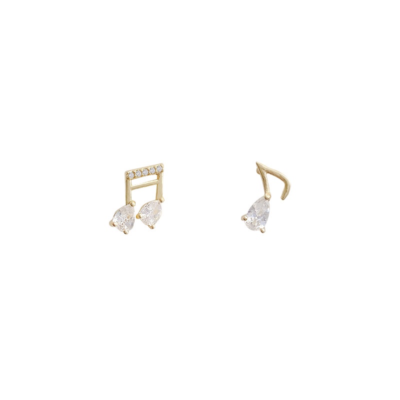 Shuling Wholesale Micro-plated Diamond Earrings Female Cute Stud Earrings S925 Music Note Earrings