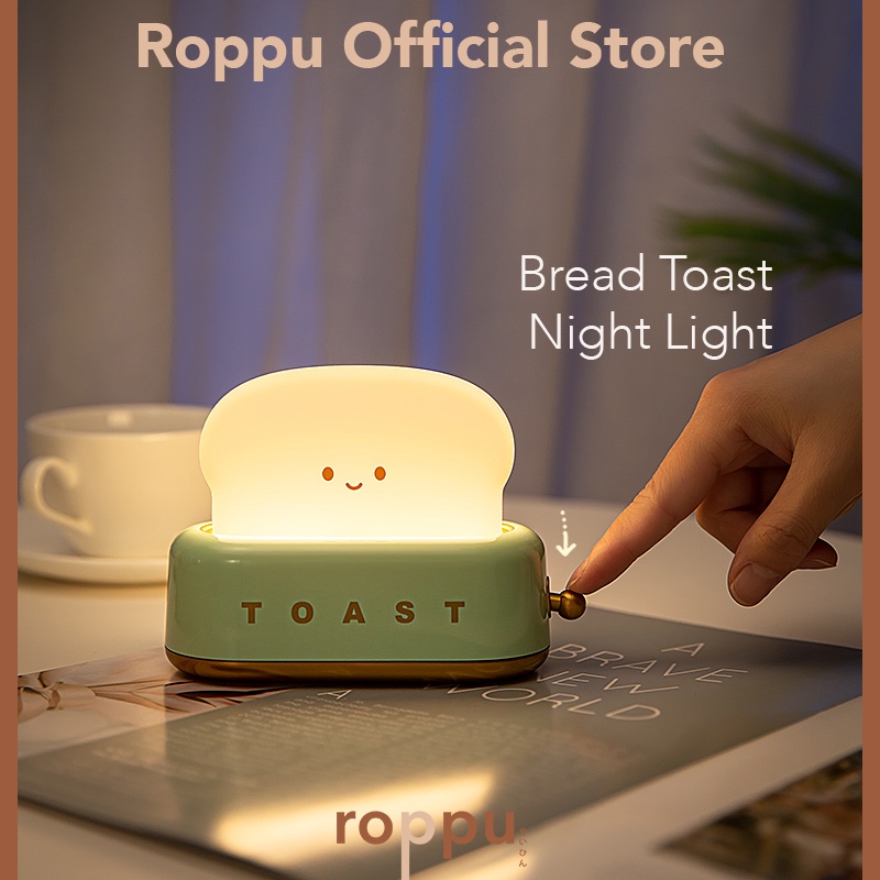 Roppu Lampu Tidur Anak Karakter Lucu Toast Lamp LED Charger USB