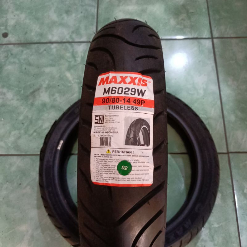 BAN TUBELESS 90/80 14 MAXXIS M6029W. BAN MAXXIS M6029W UKURAN 90/80 RING 14 TUBELESS