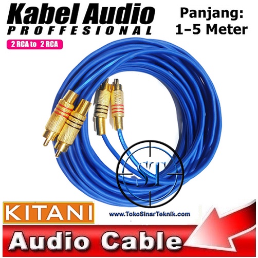 Kabel Rca 2 ke 2 KITANI Audio / Video Jack Gold Platinum Merah Hitam Cable 2-2 2RCA Ukuran Panjang 1 Sampai 5 Meter