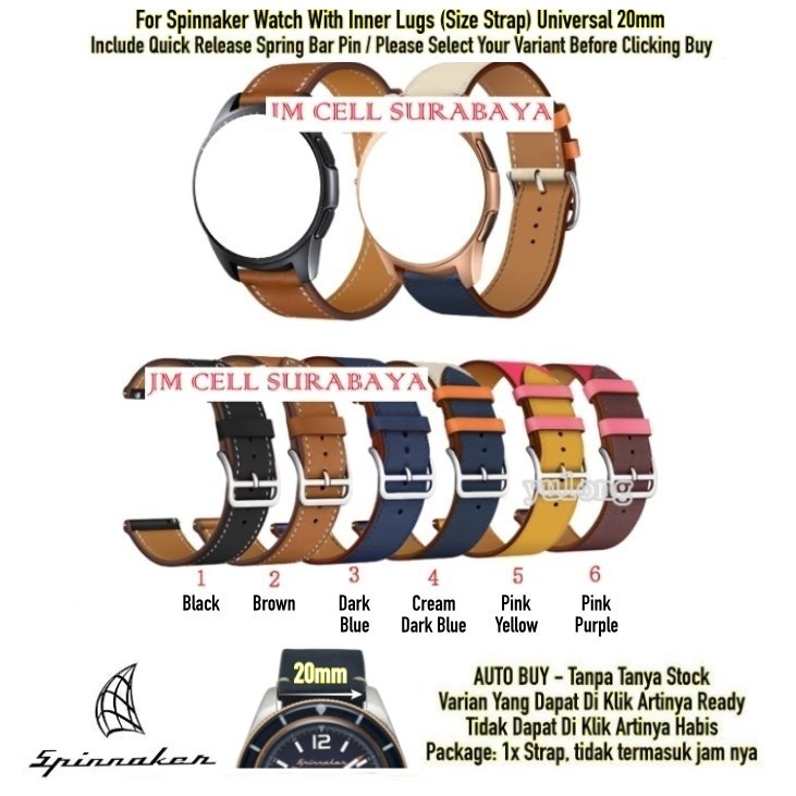 Tali Jam Tangan 20mm 22mm Watch Strap Spinnaker - Fashion Leather Kulit Universal